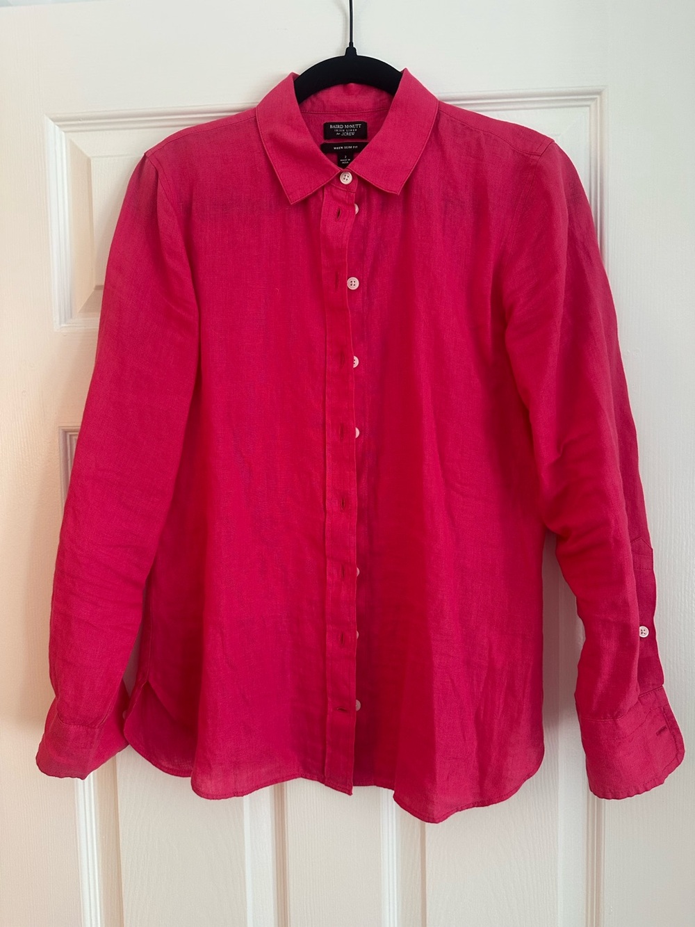 J crew women’s Pink Button-Up linen Shirt